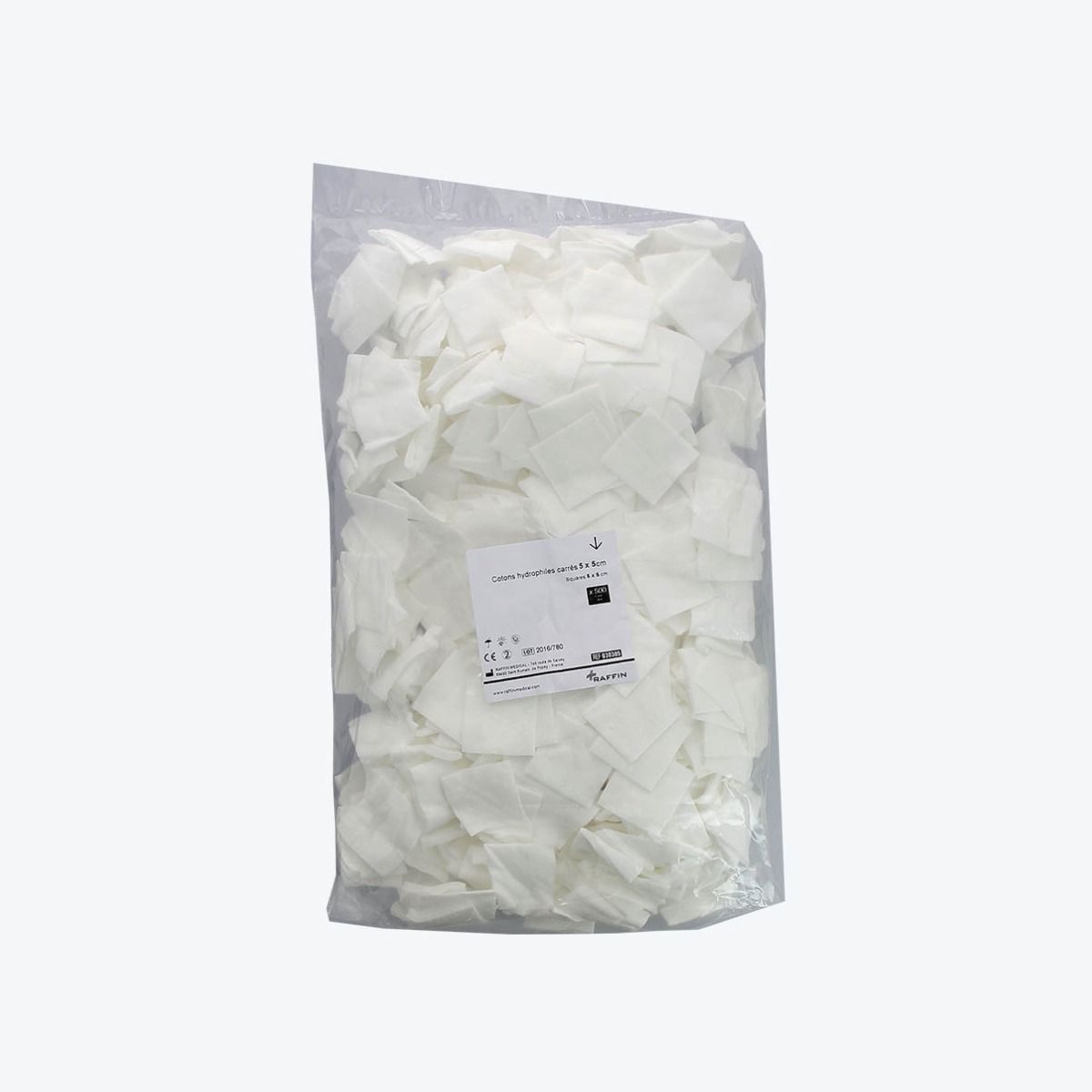 COTON CARRE 5X5CM SACHET DE 500